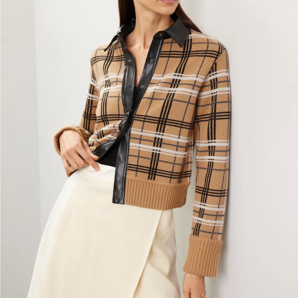 Jonathan Simkhai Blaine Plaid Cashmere Cardigan Coat